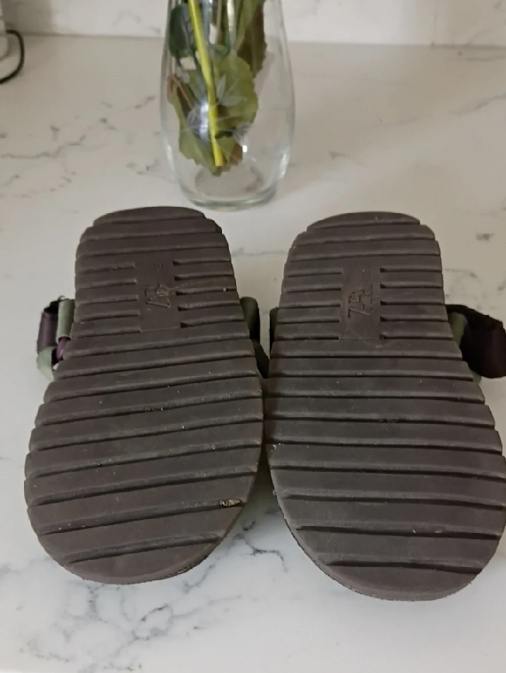 Zara Padded Slip-On Kids Sandals in Olive and Brown